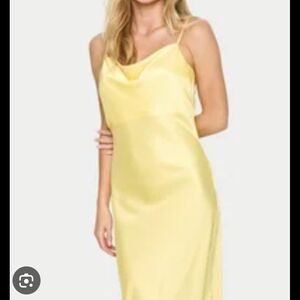 Satin Slip Dress in Soft Yellow